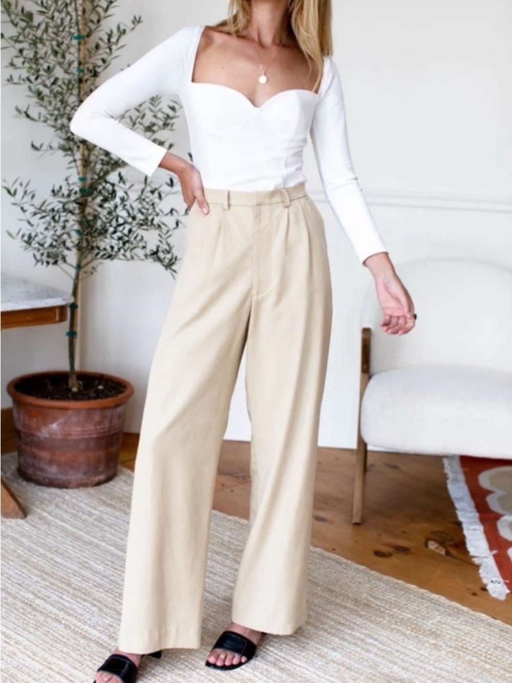 Emerson Fry Julius Pleated Trouser Pants | Cream Khaki | 6